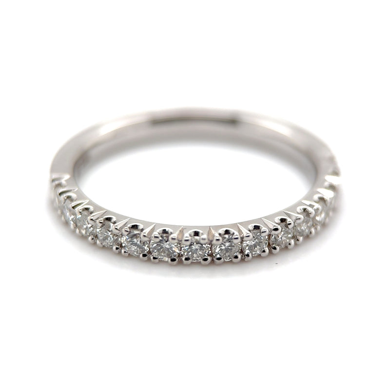 Diamond Castle Split prong 18k White Gold Stacker Ring