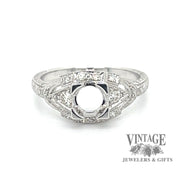 Illusion center 14kw gold and diamond hand engraved ring