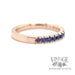 Purple/blue/pink ombré gradient sapphire 14k rose gold ring band side