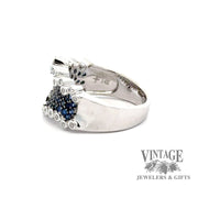 14kw gold sapphire pave and diamond ring, alternate side view ￼