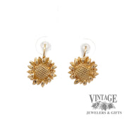 Sunflower 14ky gold drop earrings