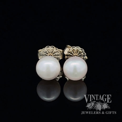 6 mm 14k gold akoya pearl stud earrings