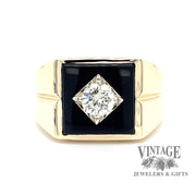 .54 ct. natural diamond and onyx 14ky gold ring