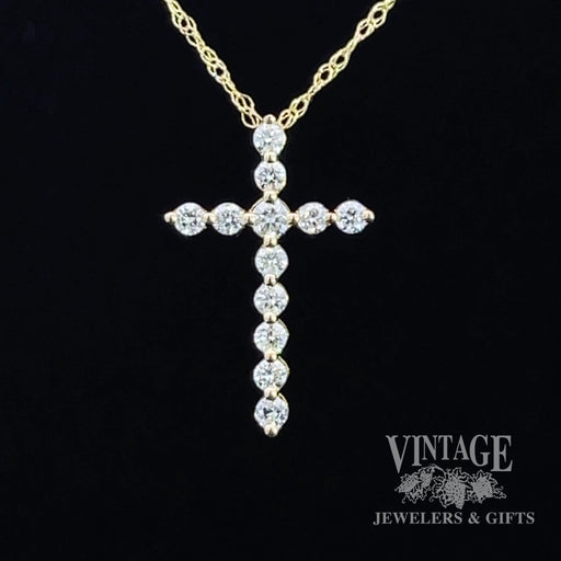Bubble style 14ky gold and diamond cross necklace