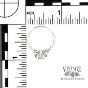 14 karat white gold 1.4 ctw natural diamond estate engagement ring with scale