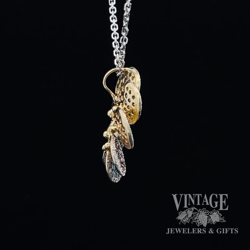 Multi colored diamond pave circular pendant side