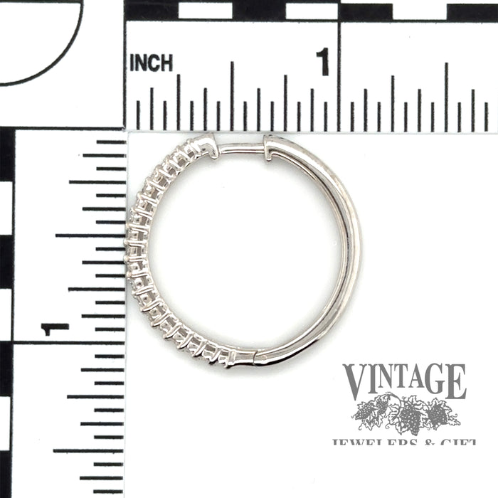 Diamond hinged 14kw gold 28 mm hoop earrings scale