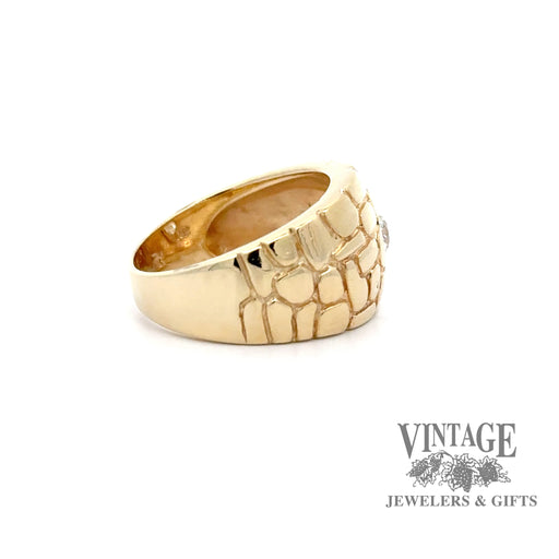 14ky gold ring with .40 carat antique natural diamond, side view