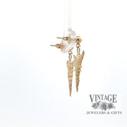 Arrowhead 14k gold drop earrings side