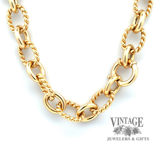 Large twisted/polished link 18ky gold 18” necklace