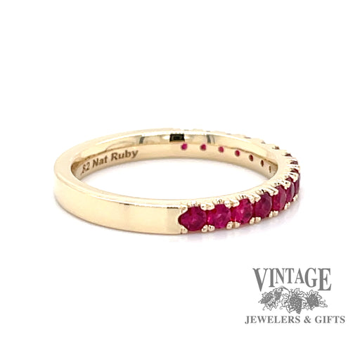 Ruby 14ky gold ring stacker side