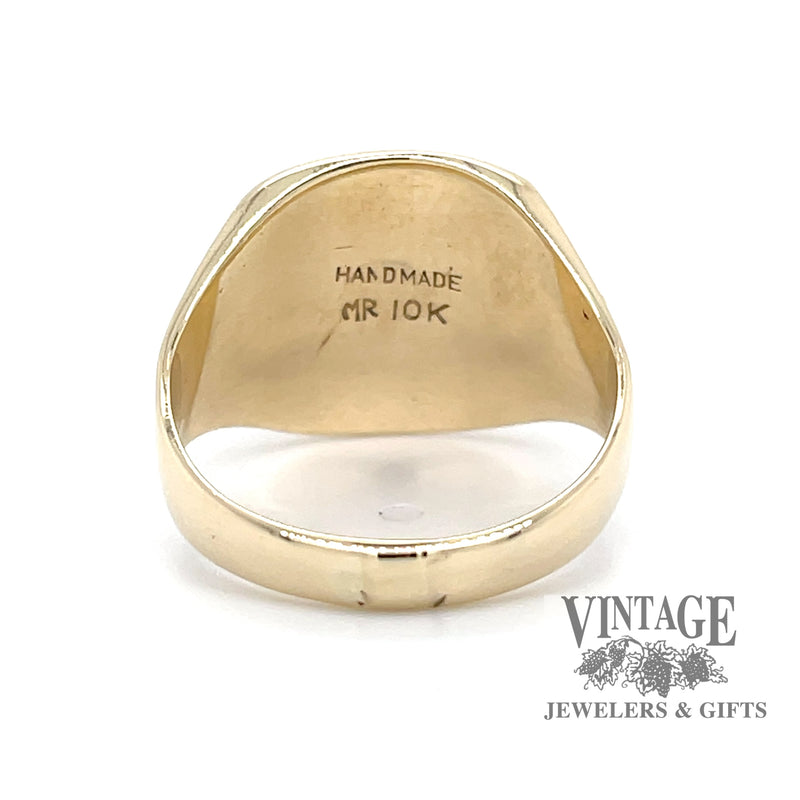 Vintage deco 10ky gold signet ring solid bottom