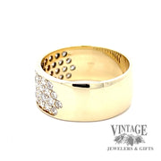 18 karat yellow gold 1.3 ctw pave diamond flat band ring, alternate side view