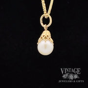 14k dainty pearl pendant/charm back