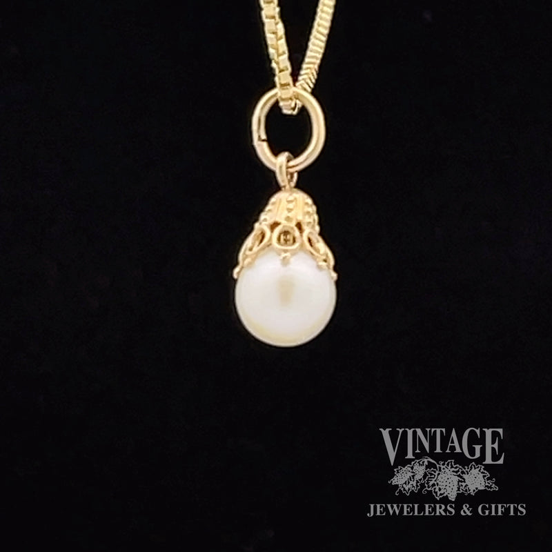 14k dainty pearl pendant/charm back