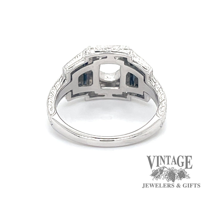 Art deco inspired diamond and sapphire 14kw gold ring bottom