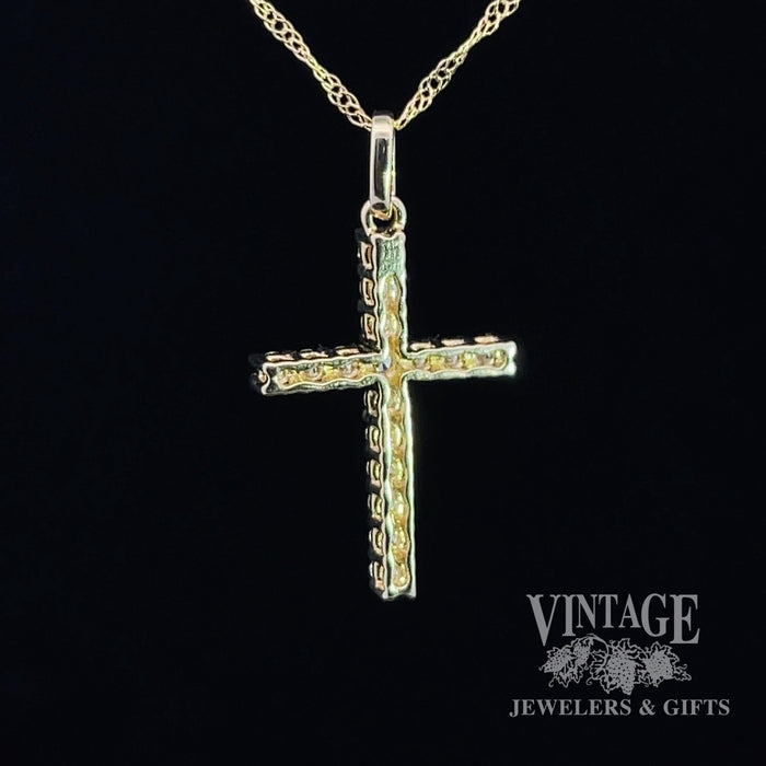 Diamond cross necklace in 14k yellow gold back