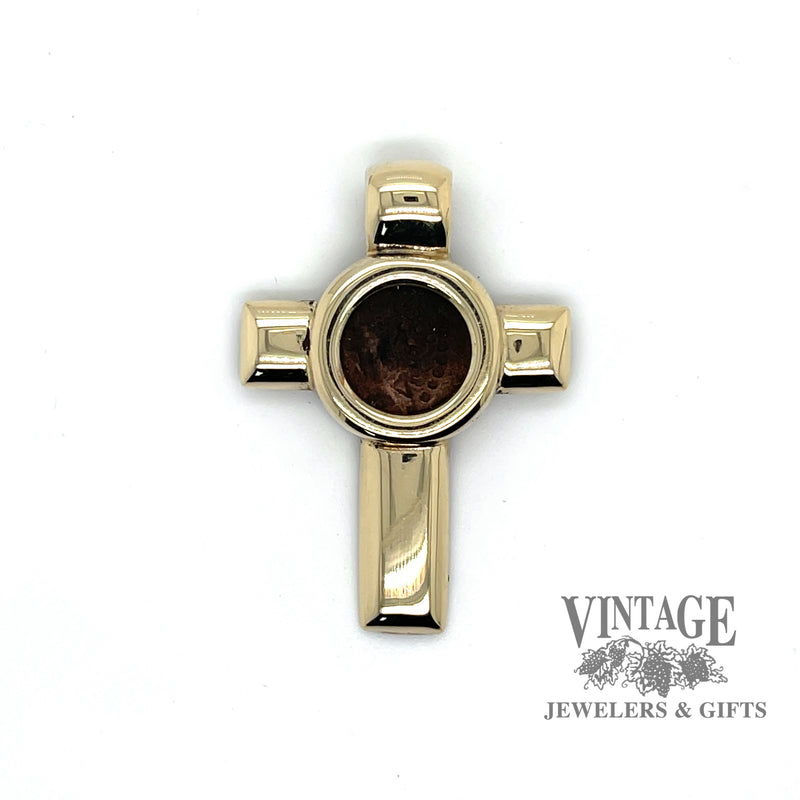 Ancient coin 14ky gold cross pendant