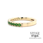 Tsavorite garnet 14ky gold ring stackerside
