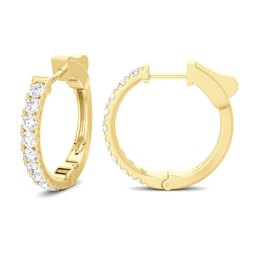 Inside Out Round Small Natural Diamond 14k gold Huggies Earrings stock