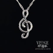 Music note 14 karat white gold and diamond necklace back