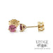 Pink tourmaline 4mm 14ky gold stud earrings. side