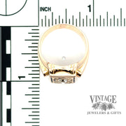 14ky gold antique hand engraved diamond signet ring with scale