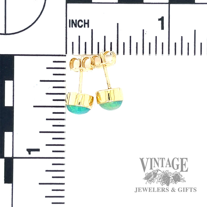 Ethiopian yellow gold 6.5 mm cabachon stud earrings scale