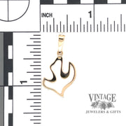 Dove silhouette 18k gold pendant back scale