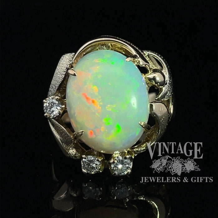 Solid Crystal Opal Sterling Silver Ring