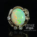 14 karat gold crystal opal and diamond ring