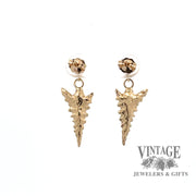 Arrowhead 14k gold drop earrings