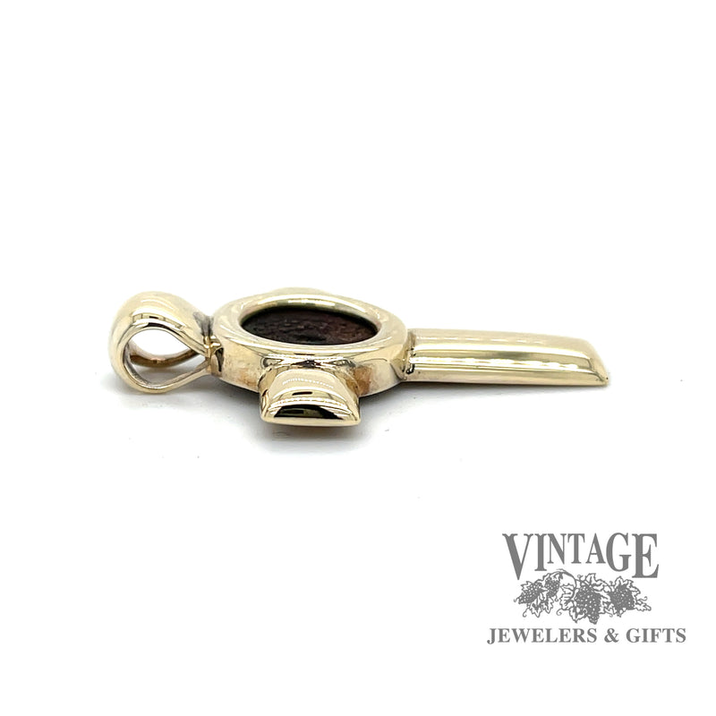Ancient coin 14ky gold cross pendant