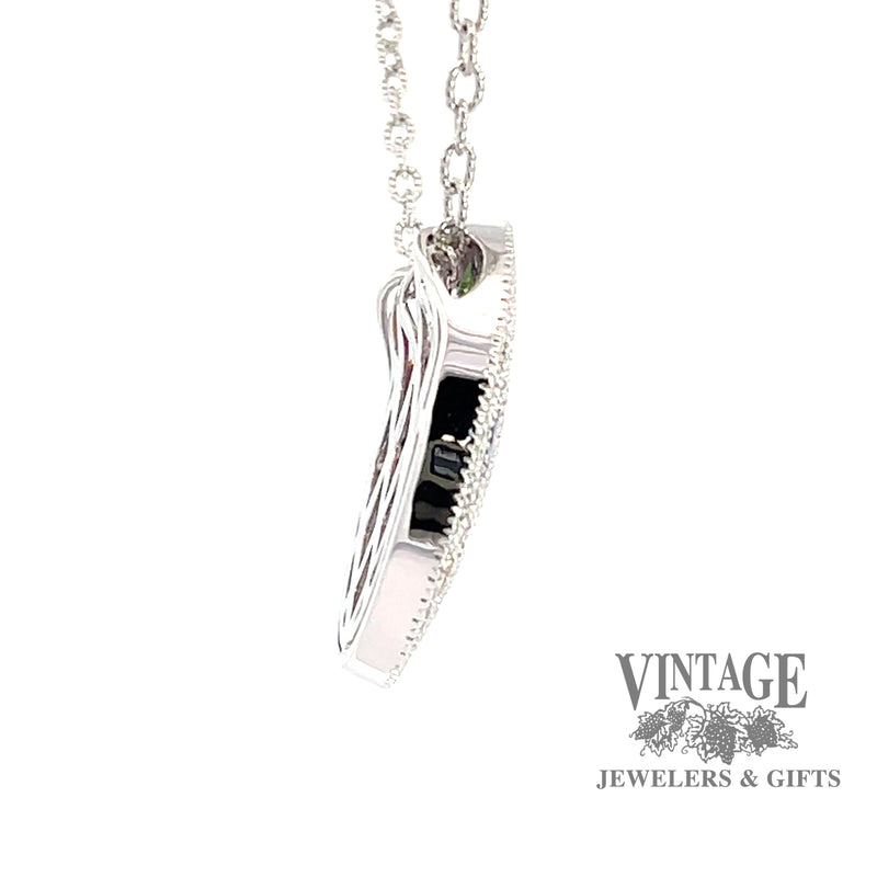 Oval Mosaic colored gemstone and diamond 14kw gold necklace side