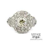 Antique pave 2.09ctw diamond platinum ring, top