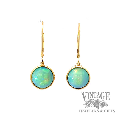 Ethiopian opal 10 mm round cabochon drop earrings