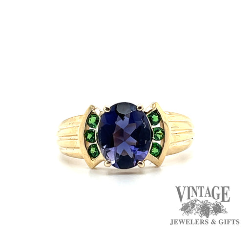 Tanzanite and Tsavorite Ring in 10k FRONT