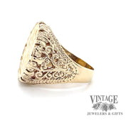 Gold Coin Ring with 1910 British 1/2 Sovereign SIDE