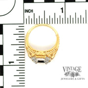 Filigree hand engraved 18ky gold and platinum hand engraved ring scale