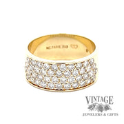 18 karat yellow gold 1.3 ctw pave diamond flat band ring