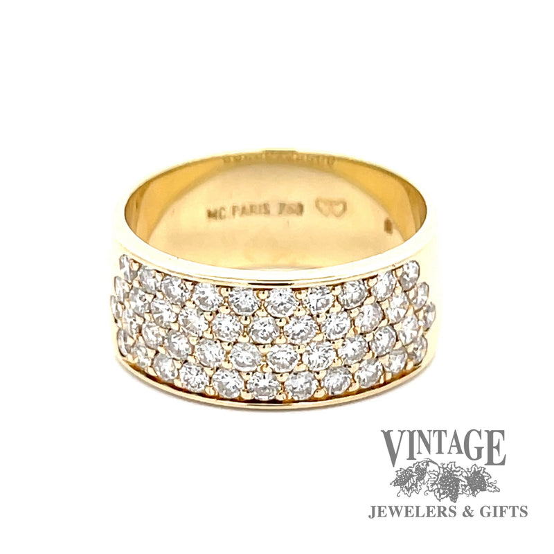 18 karat yellow gold 1.3 ctw pave diamond flat band ring