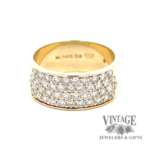 18 karat yellow gold 1.3 ctw pave diamond flat band ring