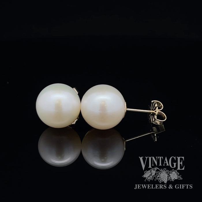 11 mm south sea cultured pearl 14ky gold stud earrings