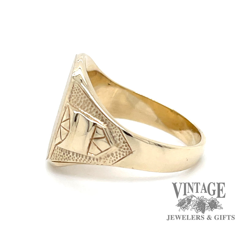 Vintage deco 10ky gold signet ring side 2