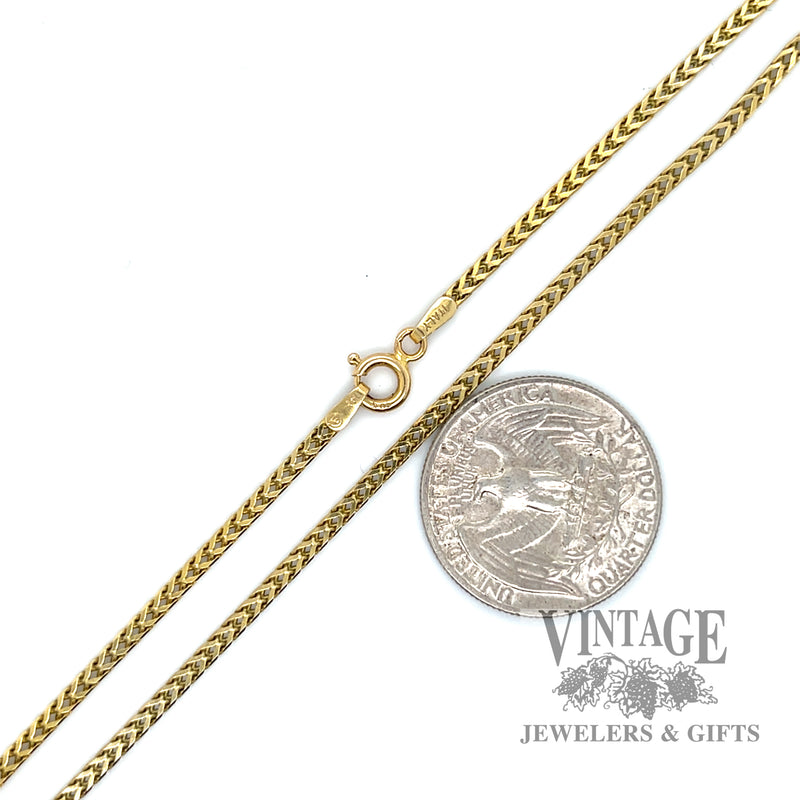 20” 14k gold diamond cut square Franco chain necklace scale