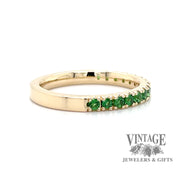 Tsavorite garnet 14ky gold ring stacker side