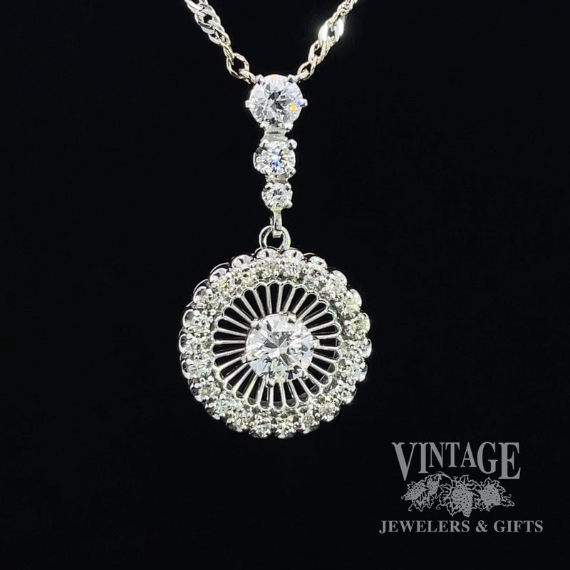 18kw gold antique 1.12ctw diamond halo pendant