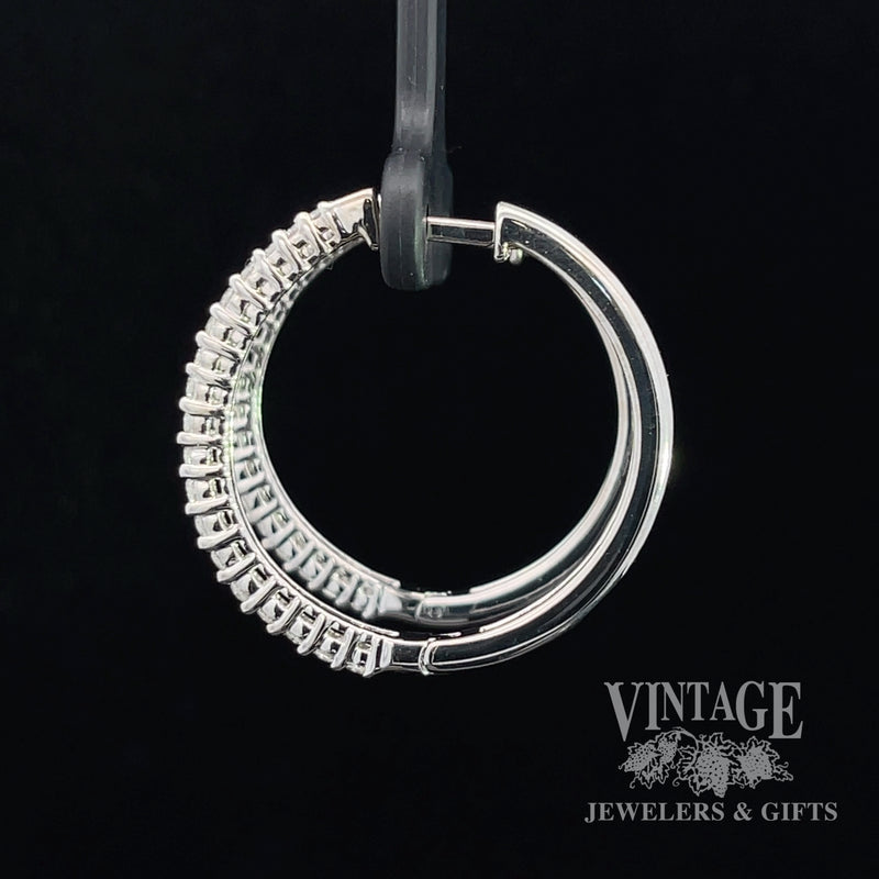 Diamond hinged 14kw gold 28 mm hoop earrings side