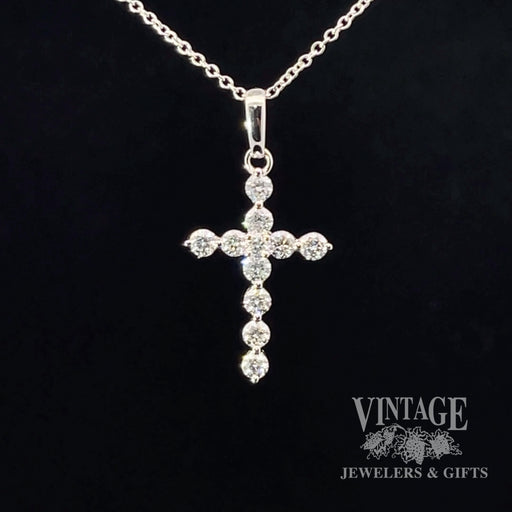 Diamond 14KW gold cross necklace