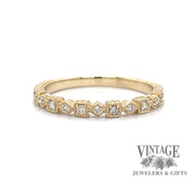 Hand engraved 14ky gold and diamond ring band